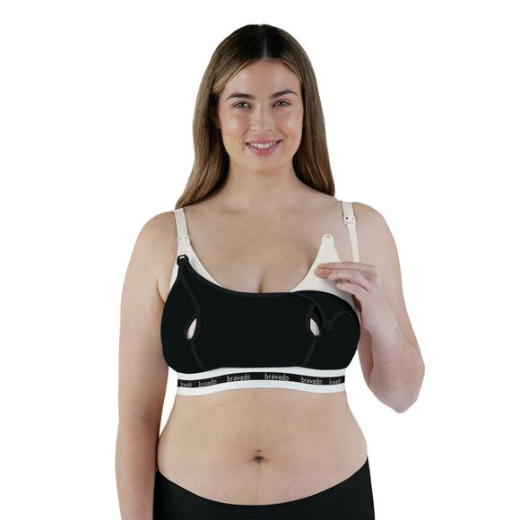 Bravado Designs Women's Clip and Pump Hands Free Nursing Bra, Black, Size M 0452 - Picture 1 of 5